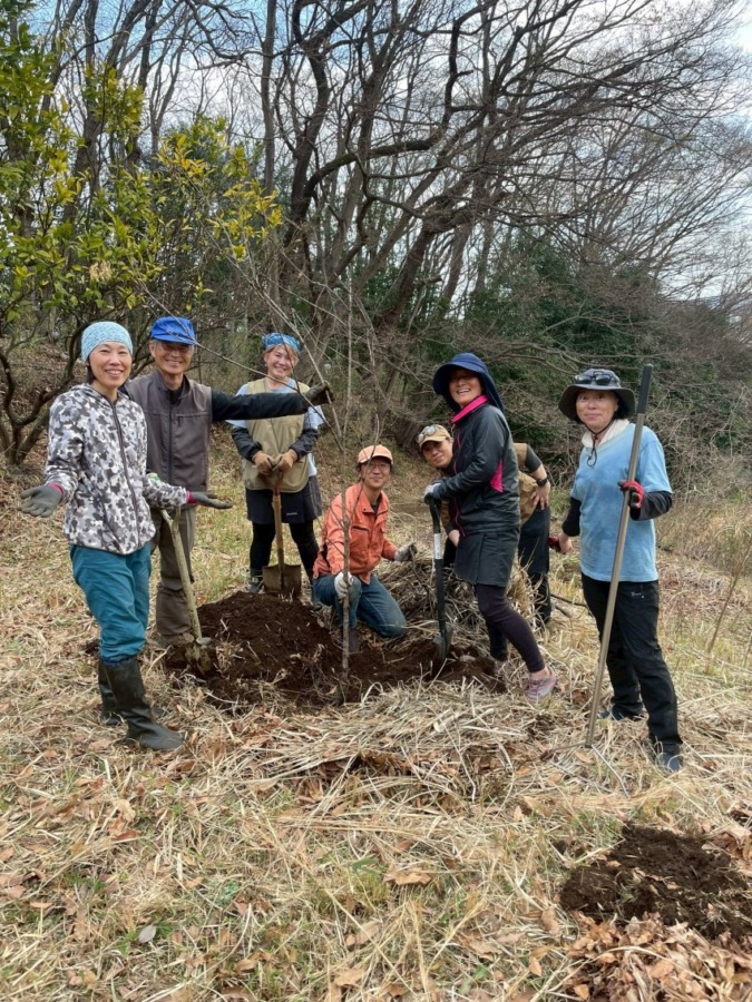先人の大事にしてきた「花桃」を譲っていただき、あわいのもりに植栽しました。次の世代が楽しめるの観光名所に!